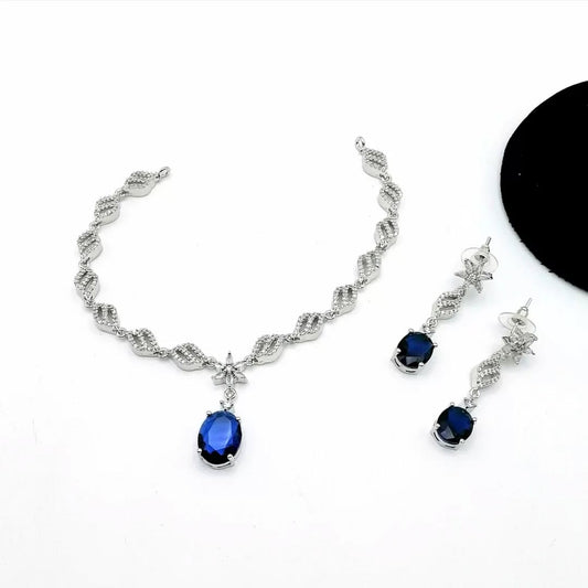 American Diamond Necklace Set Real Stone Fine Quality